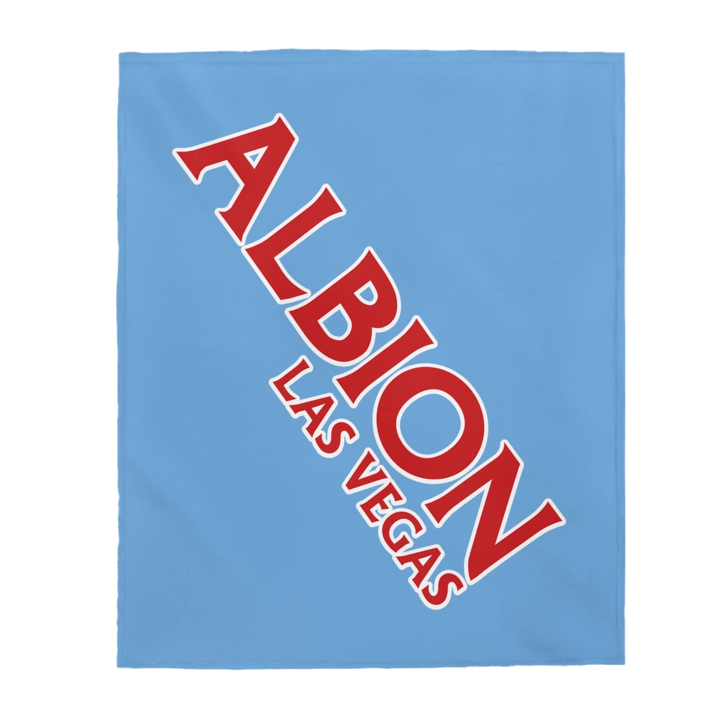 Albion LV Logo Lg angled- Velveteen Plush Blanket- LIGHT BLUE (ALB-LV-61-054U)